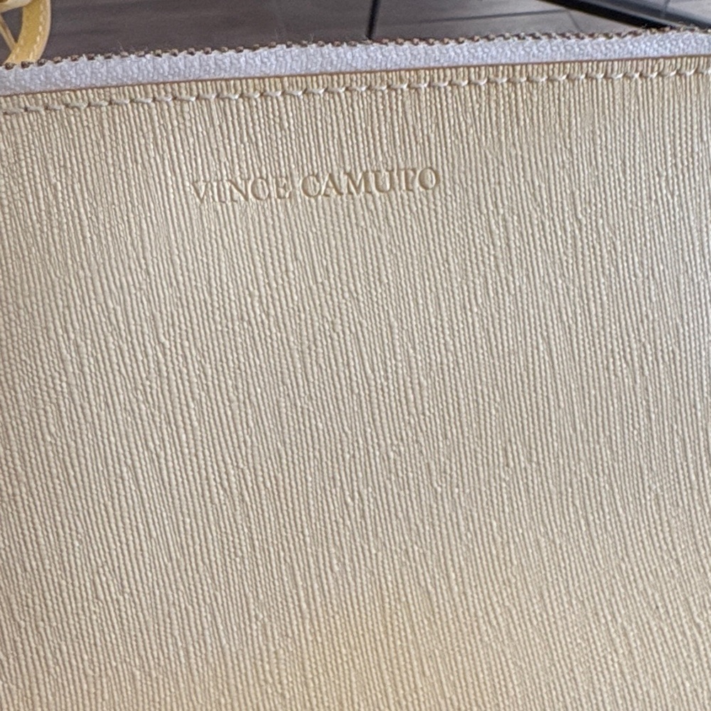 Vince Camuto Light Yellow Leather Ombré Perforated Shoulder Bag w/ Pouch - Picture 3 of 11